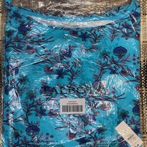 Talbots Teal and Purple Floral Long Sleeve Top